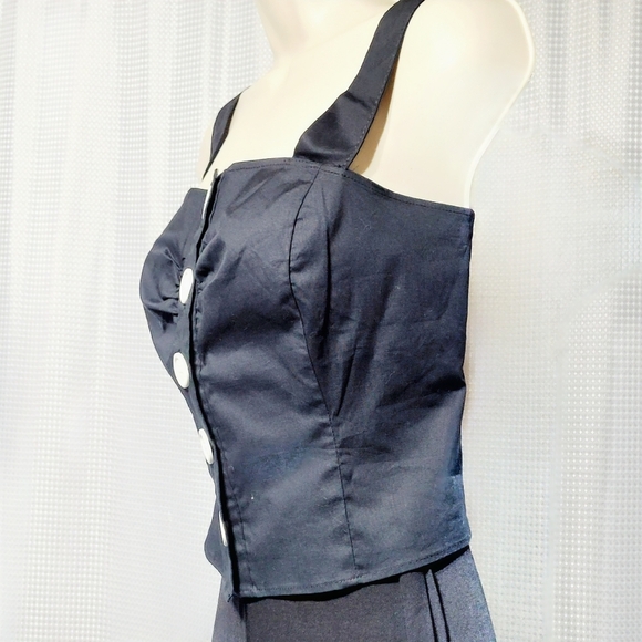 NWT Anxiety Black Stretch Crop Corset Top (L) - Picture 2 of 8